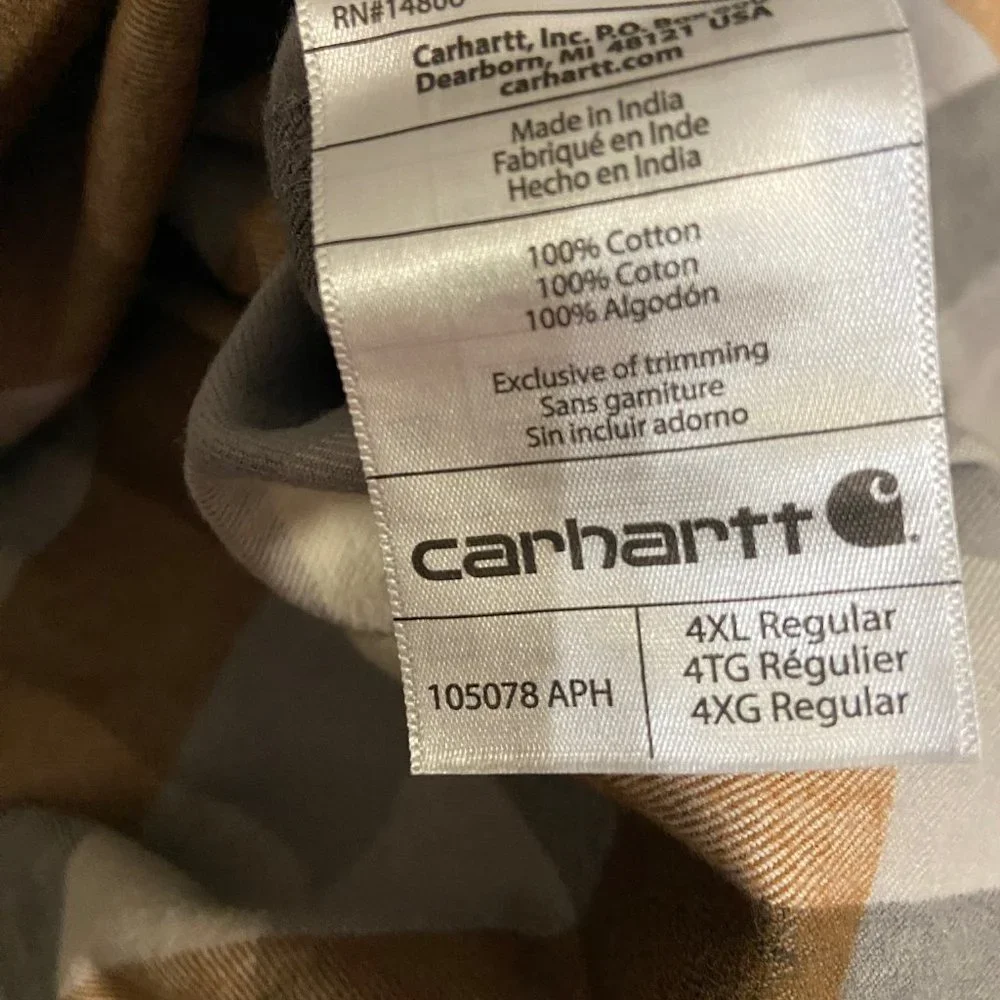 Carhartt Loose Fit Heavyweight Flannel Long Sleeve Plaid Shirt TW4451 Mens 4XL_9